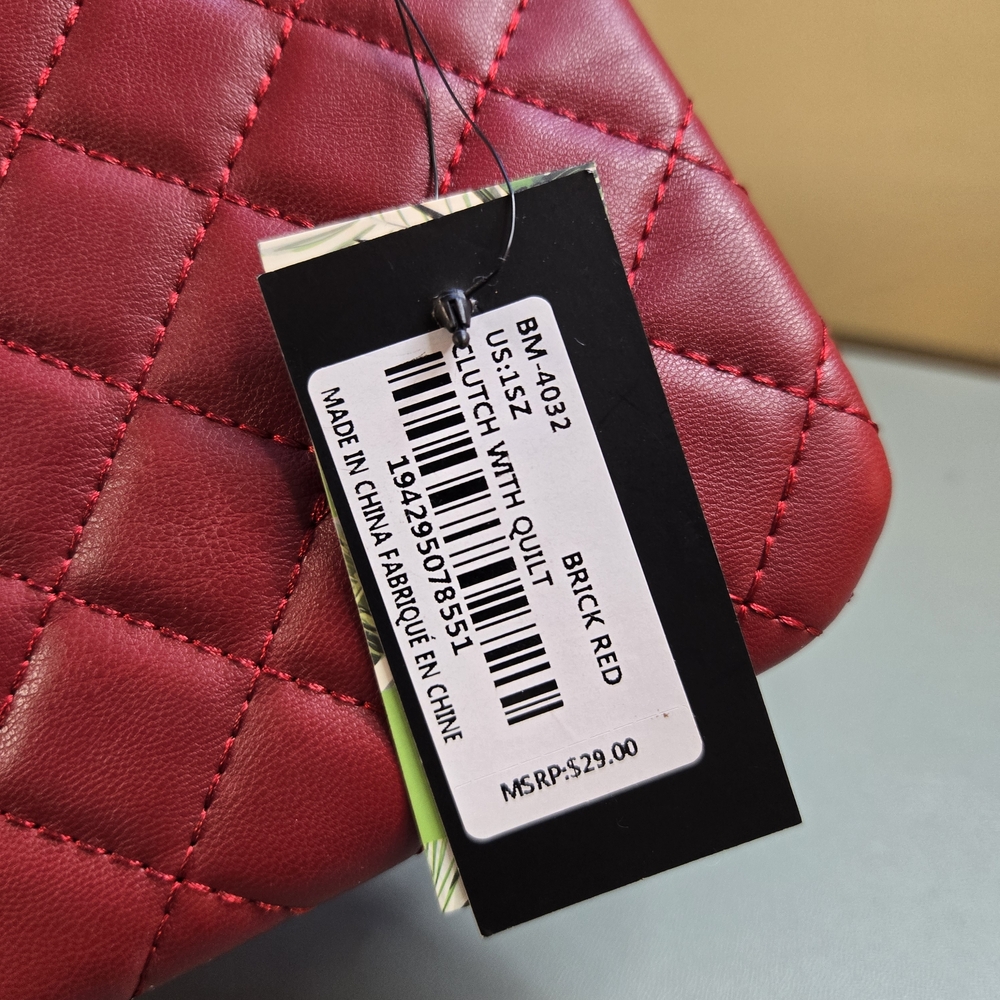 BADGLEY MISCHKA Diamond Quilted Clutch Wristlet, Red - Picture 10 of 10